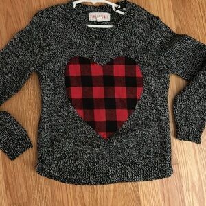 Pink Republic Plaid Heart Sweater